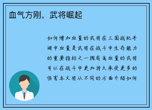 血气方刚，武将崛起